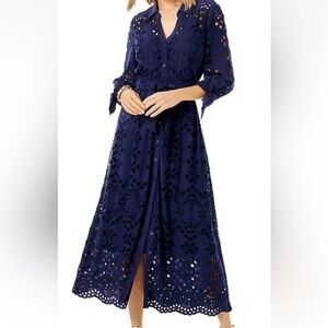 Lilly Pulitzer Amrita True Navy Eyelet Dress Size 0